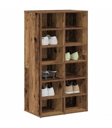 vidaXL Shoe Rack Old Wood 54x34x100.5 cm Engineered Wood