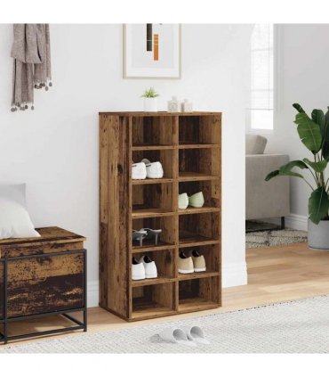 vidaXL Shoe Rack Old Wood 54x34x100.5 cm Engineered Wood