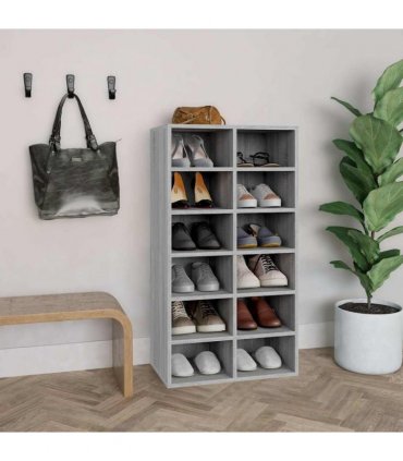 vidaXL Shoe Rack Grey Sonoma 54x34x100.5 cm Engineered Wood