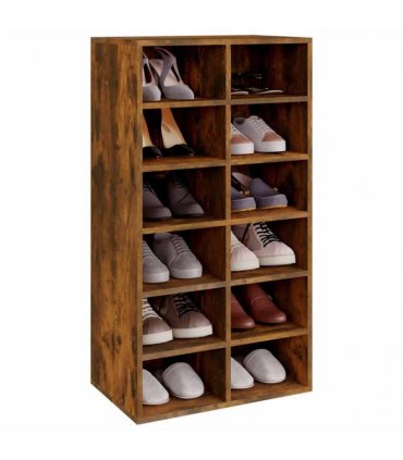vidaXL Shoe Rack Smoked Oak 54x34x100.5 cm Engineered Wood