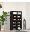 vidaXL Shoe Rack Black Oak 54x34x100.5 cm Engineered Wood