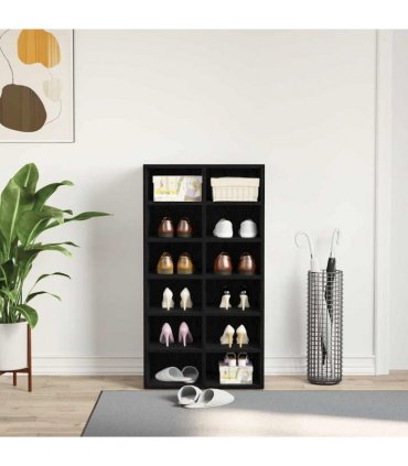 vidaXL Shoe Rack Black Oak 54x34x100.5 cm Engineered Wood