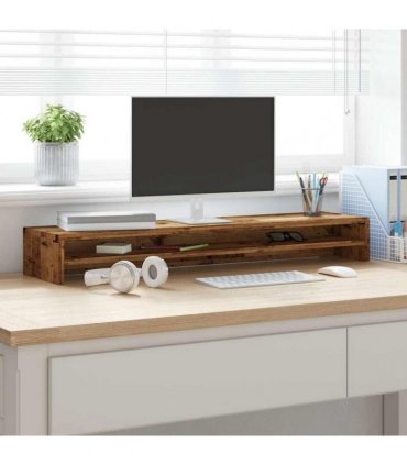 vidaXL Monitor Stand Old Wood 100x24x13 cm Engineered Wood