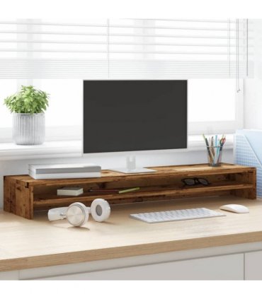 vidaXL Monitor Stand Old Wood 100x24x13 cm Engineered Wood