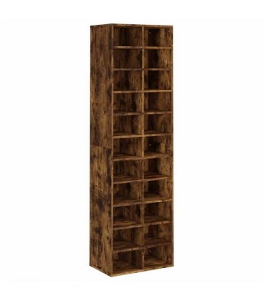 vidaXL Shoe Cabinet Smoked Oak 54x34x183 cm Engineered Wood