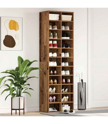 vidaXL Shoe Cabinet Old Wood 54x34x183 cm Engineered Wood