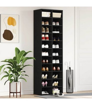 vidaXL Shoe Cabinet Black Oak 54x34x183 cm Engineered Wood