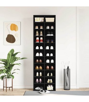 vidaXL Shoe Cabinet Black Oak 54x34x183 cm Engineered Wood