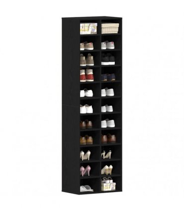 vidaXL Shoe Cabinet Black Oak 54x34x183 cm Engineered Wood