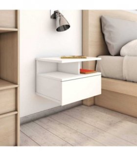 vidaXL Floating Nightstand | White | Engineered wood | Compact — V0672022983