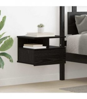 vidaXL Floating Nightstand Black Oak 40 x 31 x 28 cm Engineered Wood