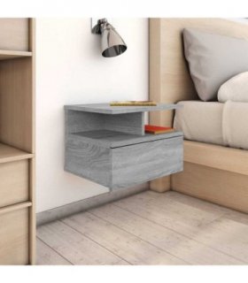 vidaXL Floating Nightstand 2 pcs Grey Sonoma 40x31x27 cm Engineered Wood