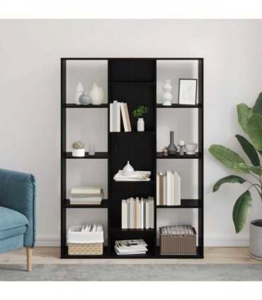 vidaXL Room Divider Black Oak 100 x 24 x 140 cm Engineered Wood