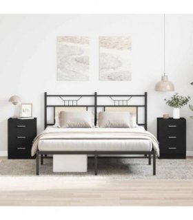 vidaXL Bedside Cabinets 2 pcs Black 38x35x56 cm Engineered Wood