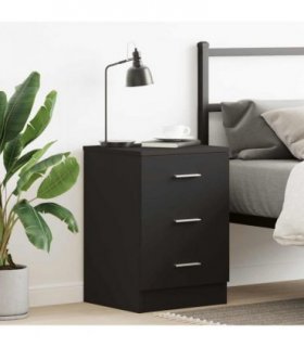 vidaXL Bedside Cabinet Black 38x35x56 cm Engineered Wood