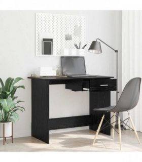 vidaXL Desk with Drawer Black Oak 100 x 50 x 76 cm Engineered Wood