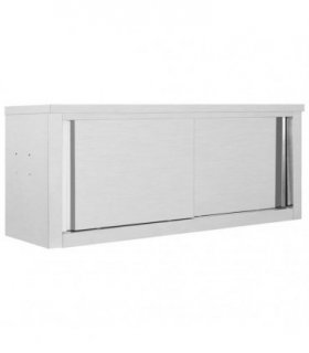 vidaXL Kitchen Wall Cabinet with Sliding Doors 120x40x50 cm Stainless Steel — Size: 120 x 40 x 50 cm