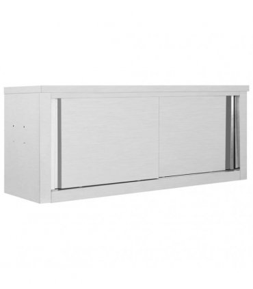 vidaXL Kitchen Wall Cabinet with Sliding Doors 120x40x50 cm Stainless Steel — Size: 120 x 40 x 50 cm