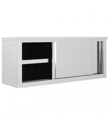 vidaXL Kitchen Wall Cabinet with Sliding Doors 120x40x50 cm Stainless Steel — Size: 120 x 40 x 50 cm