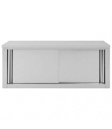 vidaXL Kitchen Wall Cabinet with Sliding Doors 120x40x50 cm Stainless Steel — Size: 120 x 40 x 50 cm