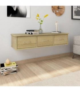 vidaXL Wall-mounted Drawer Shelf Sonoma Oak 88x26x18.5 cm Engineered Wood — Size: 90 cm