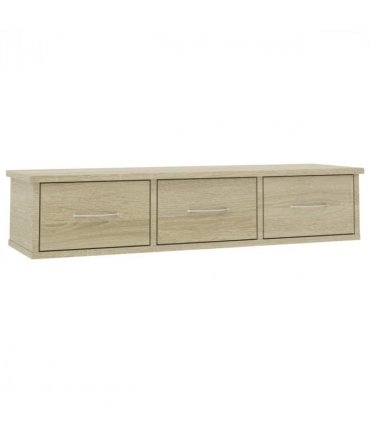 vidaXL Wall-mounted Drawer Shelf Sonoma Oak 88x26x18.5 cm Engineered Wood — Size: 90 cm