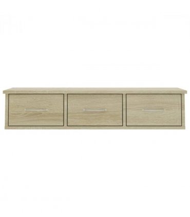 vidaXL Wall-mounted Drawer Shelf Sonoma Oak 88x26x18.5 cm Engineered Wood — Size: 90 cm