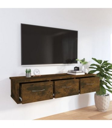 vidaXL Wall Cabinet Smoked Oak 88x26x18.5 cm Engineered Wood — Size: 90 cm
