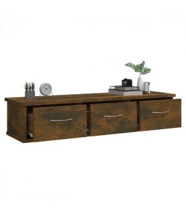 vidaXL Wall Cabinet Smoked Oak 88x26x18.5 cm Engineered Wood — Size: 90 cm