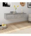 vidaXL Wall-mounted Drawer Shelf Concrete Grey 88x26x18.5 cm Engineered Wood — Size: 90 cm