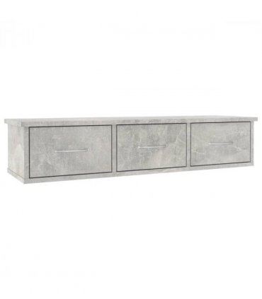 vidaXL Wall-mounted Drawer Shelf Concrete Grey 88x26x18.5 cm Engineered Wood — Size: 90 cm