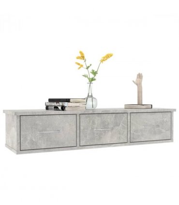 vidaXL Wall-mounted Drawer Shelf Concrete Grey 88x26x18.5 cm Engineered Wood — Size: 90 cm