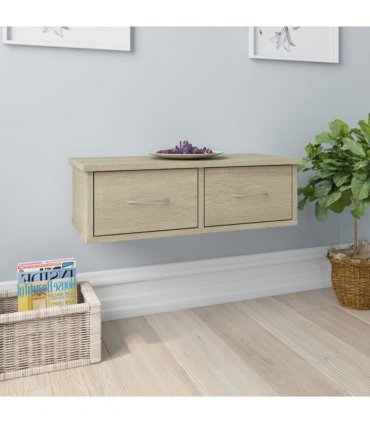 vidaXL Wall-mounted Drawer Shelf Sonoma Oak 60x26x18.5 cm Engineered Wood — Size: 60 cm