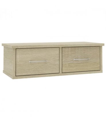 vidaXL Wall-mounted Drawer Shelf Sonoma Oak 60x26x18.5 cm Engineered Wood — Size: 60 cm