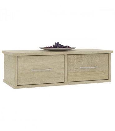 vidaXL Wall-mounted Drawer Shelf Sonoma Oak 60x26x18.5 cm Engineered Wood — Size: 60 cm