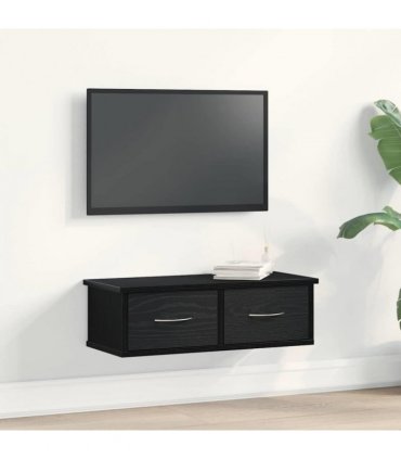 vidaXL Wall Cabinet Black Oak 60 x 26 x 18.5 cm Engineered Wood — Size: 60 cm