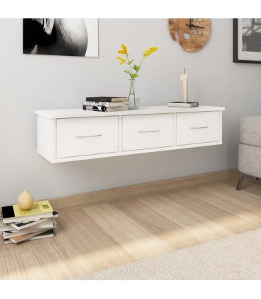 vidaXL Wall-mounted Drawer Shelf White 88x26x18.5 cm Engineered Wood — Size: 90 cm