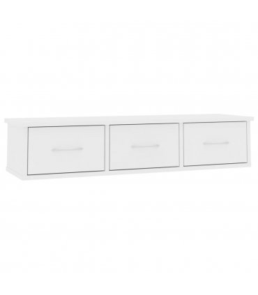 vidaXL Wall-mounted Drawer Shelf White 88x26x18.5 cm Engineered Wood — Size: 90 cm