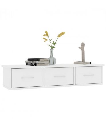 vidaXL Wall-mounted Drawer Shelf White 88x26x18.5 cm Engineered Wood — Size: 90 cm