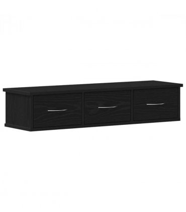 vidaXL Wall Cabinet Black Oak 88x26x18.5 cm Engineered Wood — Size: 90 cm