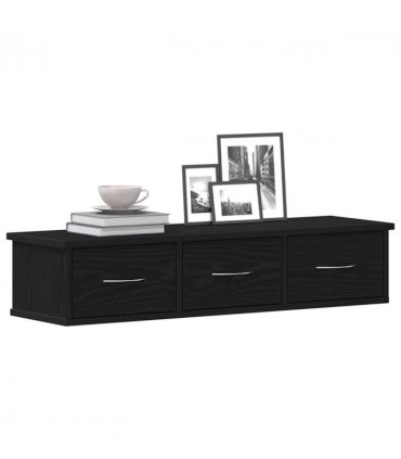 vidaXL Wall Cabinet Black Oak 88x26x18.5 cm Engineered Wood — Size: 90 cm