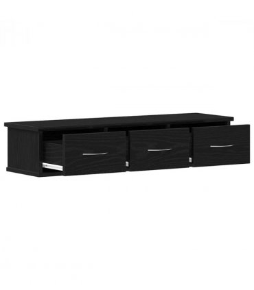vidaXL Wall Cabinet Black Oak 88x26x18.5 cm Engineered Wood — Size: 90 cm