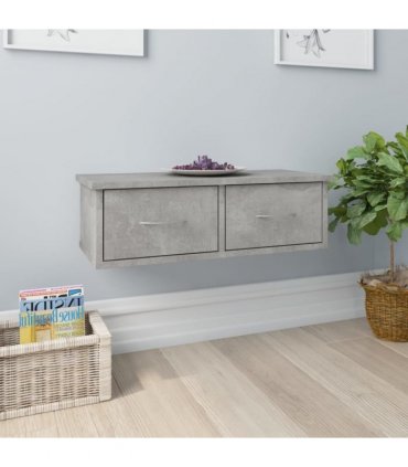 vidaXL Wall-mounted Drawer Shelf Concrete Grey 60x26x18.5 cm Engineered Wood — Size: 60 cm