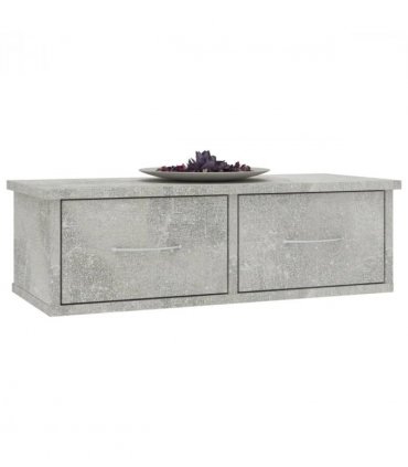 vidaXL Wall-mounted Drawer Shelf Concrete Grey 60x26x18.5 cm Engineered Wood — Size: 60 cm