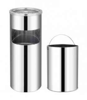 vidaXL Ashtray Dustbin Hotel 30 L Stainless Steel — Colour: silver