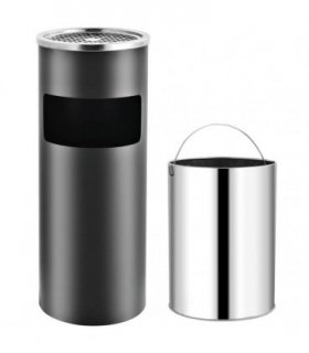 vidaXL Ashtray Dustbin Hotel 30 L Steel Grey