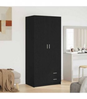 vidaXL Wardrobe with Drawer Black Oak 80 x 52 x 180 cm Engineered Wood