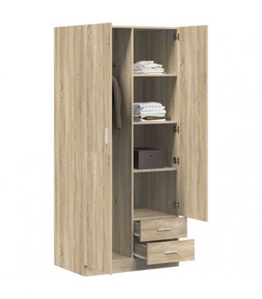 vidaXL Wardrobe Sonoma Oak 80x52x180 cm Engineered Wood
