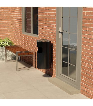 vidaXL Ashtray Dustbin | Black | Powder coated steel | Standard | Wall mounting