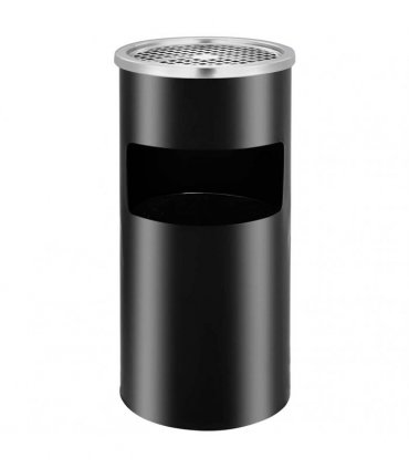 vidaXL Ashtray Dustbin | Black | Powder coated steel | Standard | Wall mounting